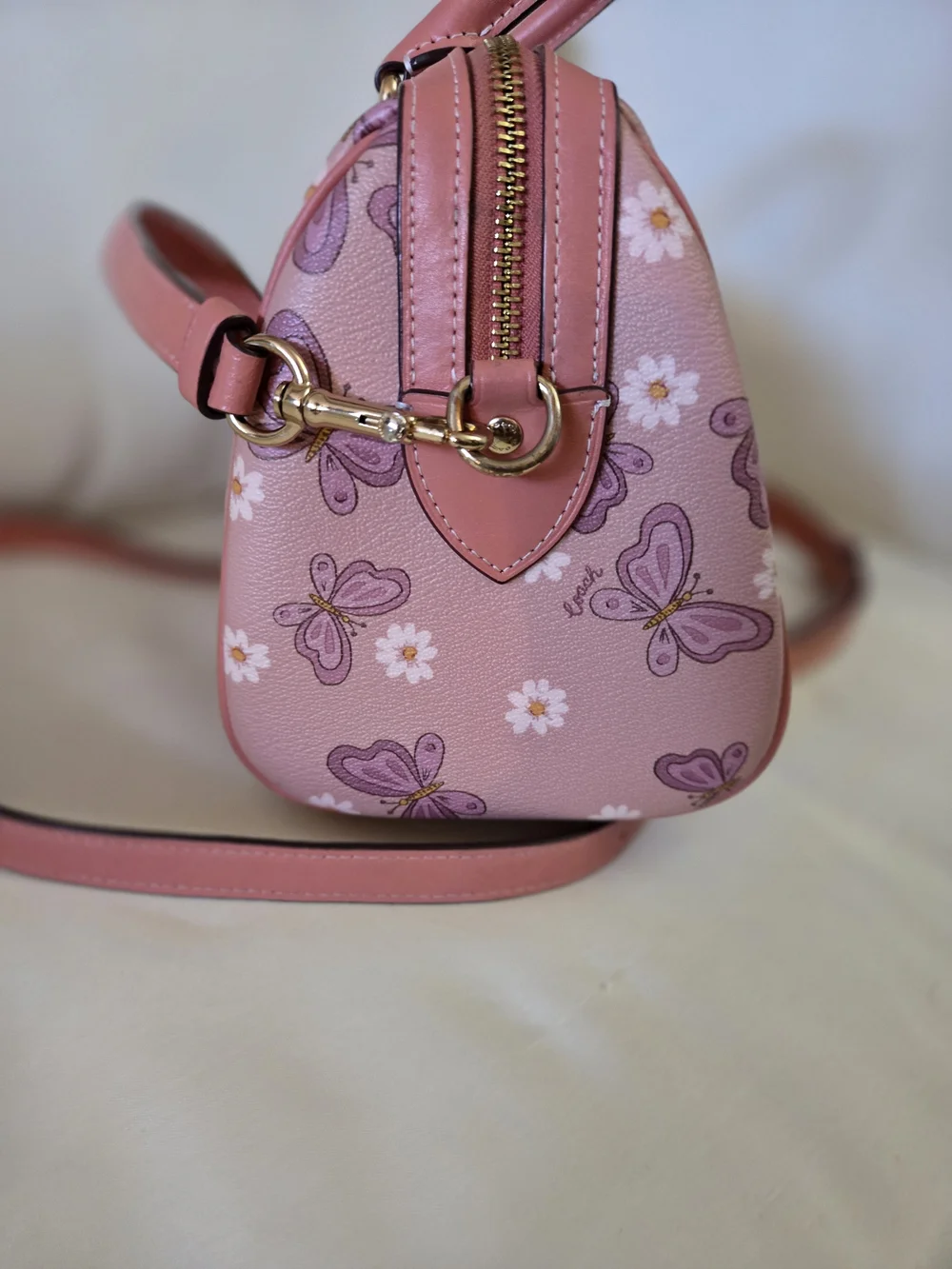 Coach Rowan Limited Edition Pink Butterfly Meadow Satchel Handbag - Picture 7 of 11